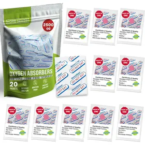 2500cc Oxygen Absorbers for Food Storage 20 Pack - Individually Packed Max Freshness - Ideal for Mylar Bags, Mason Jars, and Freeze Dried Foods. Moisture Proof, Prevents Spoilage, Extends Shelf Life