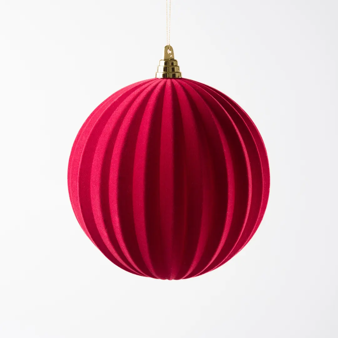 Burgundy Flocked Round Ornament