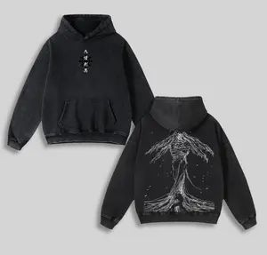 Retro Heavy Limited 90s Demon Shinigami Mahoraga Jujutsu Kaisen  Hoodie Anime Vintage Washed Hoodie Unisex Anime Manga Washed Heavyweight Cotton Hoodie