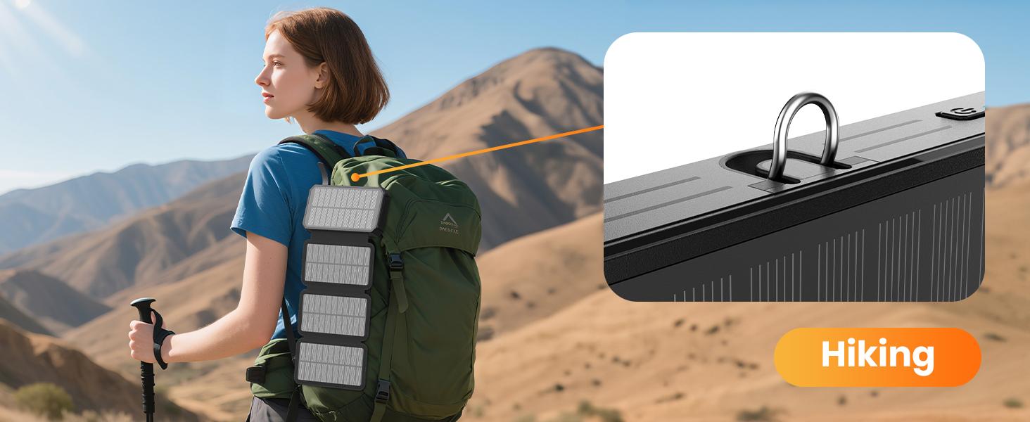 Outdoor rugged solar power bank with LED flashlight