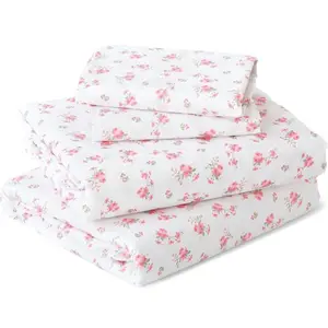 Floral Queen Size 4-Pieces Bedding Sheet Set, Bedroom Bundle with Fitted Sheet, Modern Decor for Complete Bedroom Setup