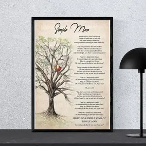 Lynyrd Skynyrd Retro Lyrics Print, Simple Man Poster, Simple Man Lyric Print, Lynyrd Skynyrd Poster