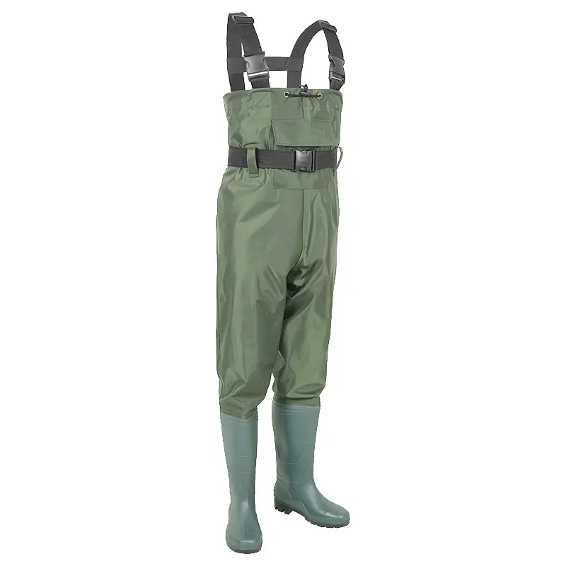 Unisex Chest-High Fishing Waders, Lightweight Breathable and Waterproof Polyester with Thick Rubber Boots for Outdoor Hunting, Line Dry, Cool Iron, Do Not Bleach, Machine Washable