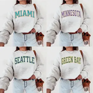 Distressed All Team Football Sweatshirt, Game Day Shirt, Ash Grey Color Football Shirt, Classic Fit Unisex Sweater Long Sleeve Casual Cotton