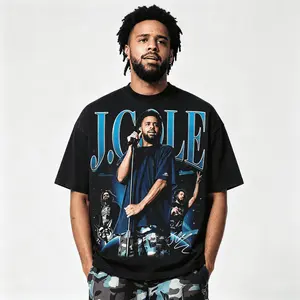 J. Cole Print Short Sleeve Graphic Unisex T-Shirt Menswear Top Man Tshirt Streetwear Shortsleeve Crewneck