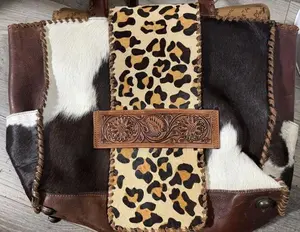 American Darling Leopard Print Tote Bag with Brown Leather Accents and Adjustable Strap for Everyday Use