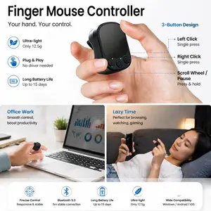Mouse Ring Remote Control with Touchpad,Smart Automatic Screen Clicker Device，Continuous Clicker，Scrolling Ring Remote Control S