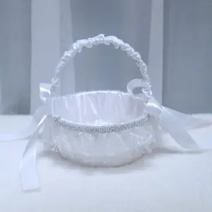 Lace Flower Girl Basket, Wedding Bouquet Holder, Handheld Small Basket for Bridesmaids, Western Style Bridal Shower Gift, Scalloped Baskets