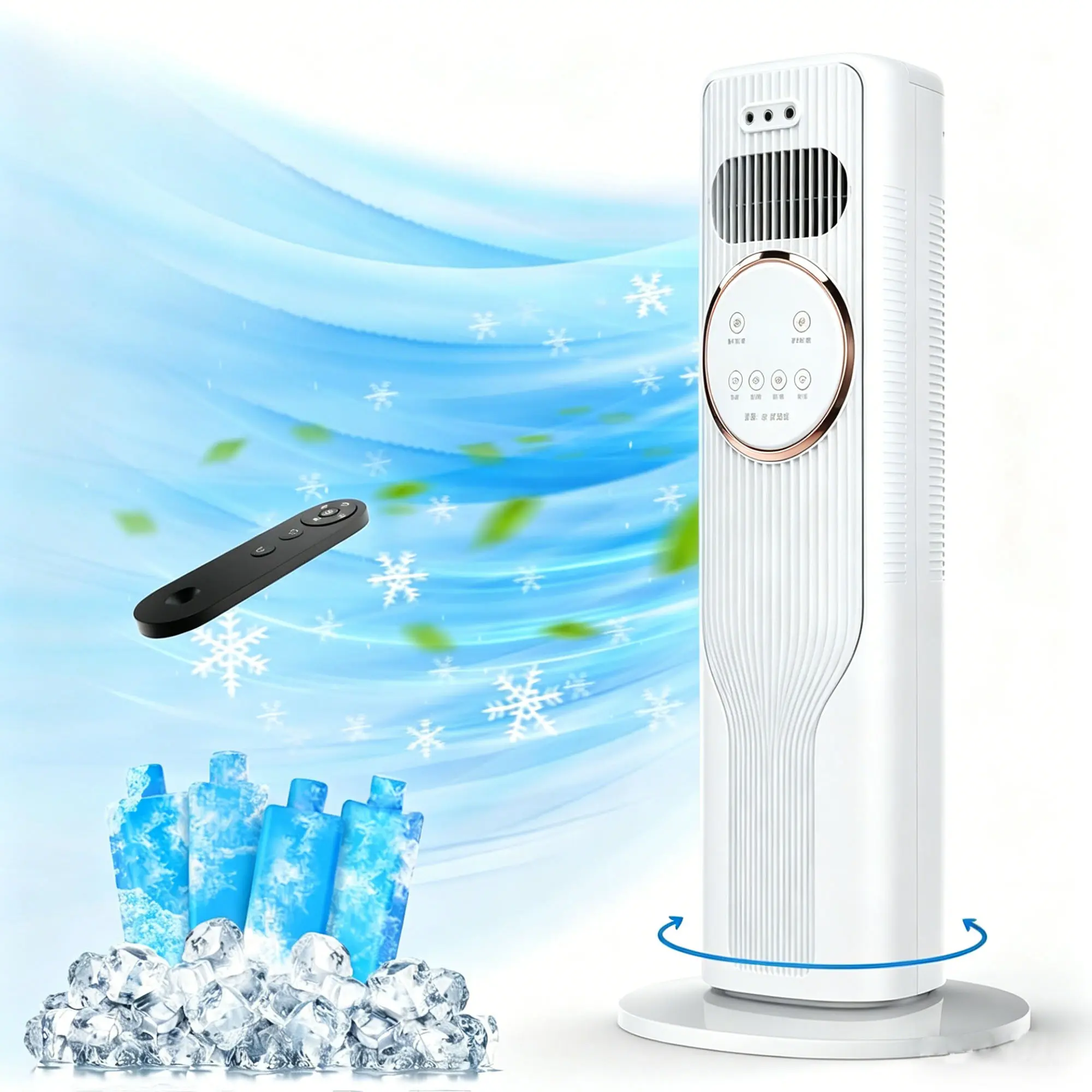 Quiet Oscillating Bladeless Tower Fan with Heating & Cooling, 2-in-1 Heater and Cooler Standing Fan, Fast Warmth & Instant Cooling for Home Bedroom Office