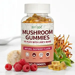 Natural Sugar-Free Adaptogenic Mushroom Gummies - 1600mg per Serving, 60-Count Vegan Healthcare Supplement with Lion's Mane, Reishi, Cordyceps, Chaga for Stress Relief & Focus