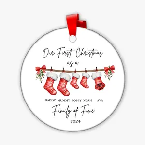 First Christmas As A Family Personalised Ornament sublimation ornaments