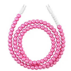 USB C  for  16 Beaded  Cord Fast   for Girls Women 3.3FT Colourful  Type C  for  15, for iPad 10th Generation, for Galaxy S24-Hot Pink