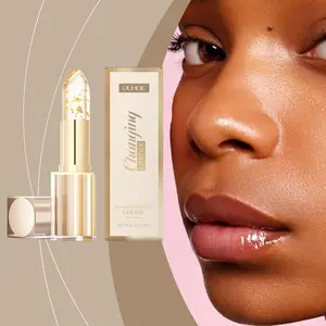 Ouhoe Gold Foil Color Changing Nourishing Lip Balm, Hydrating Moisturizing Glossy Lips, Non-Greasy Long-Lasting Natural Finish