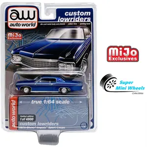 Auto World 1:64 Custom Lowriders 1970 Chevy Impala SS Hard Top Blue - Mijo Exclusive