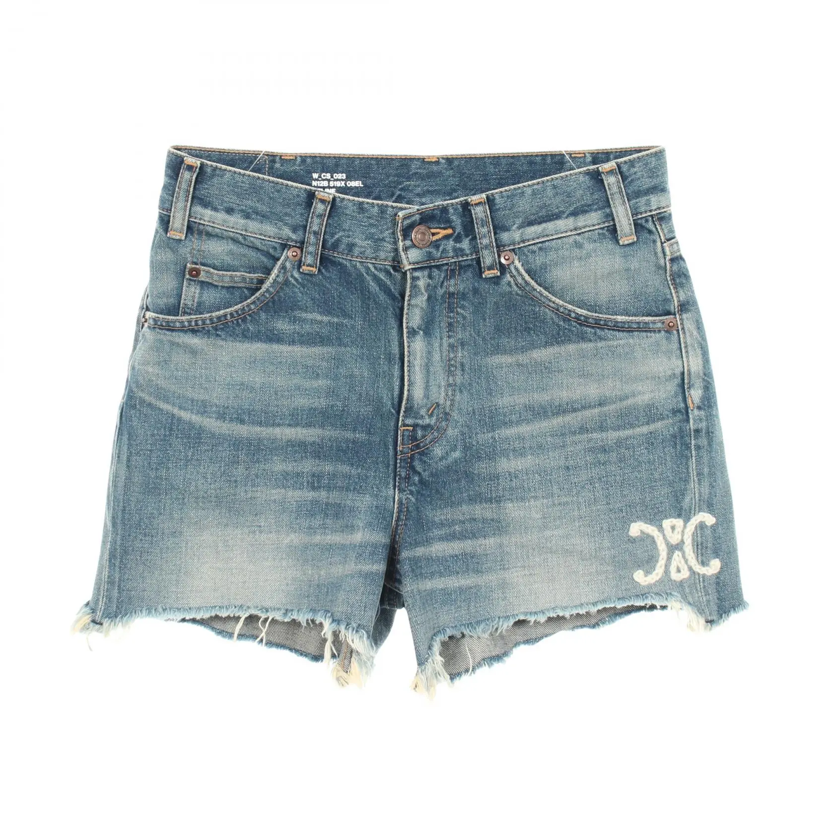 Pre-owned Celine Cotton Small Leather Goods Triomphe Denim Shorts