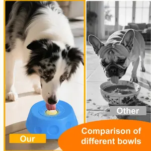 Valentine’s Day Dog Gift – Slow Feeder Bowl with Built-in Rolling Ball, No-Spill Lick Bowl for Bone Broth & Yogurt, Interactive Feeding Dish for All Breeds