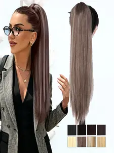 KAIRIYA 26" Sleek Straight Ponytail – Voluminous Clip-In Hairpiece, Synthetic Hairpieces for Women, Natural Fluffy Look, Perfect for Holiday Parties & Everyday Wear, Hair Ponytail Extension