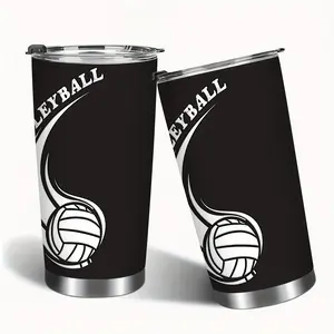 Insulated Volleyball Water Bottle - 20oz Stainless Steel Tumbler with Design |   Vacuum Double Wall for Hot & Cold Drinks |   Non-Slip, Spill-Proof |   Perfect Gift for Volleyball Fans, Men & Women
