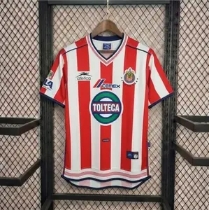 Hot Chivas Guadalajara 2000-01 Home Full Print Logo Soccer Jersey, Men's Short-Sleeve Sports T-Shirt for Sports & Outdoor Activities