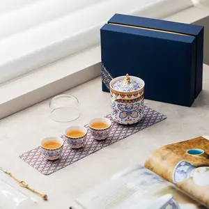 Cultural and Creative Cloisonné Ceramic Tea Set