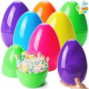 10" Jumbo Easter Eggs, 6PCS Bright Plastic Giant Eggs Empty Fillable for Easter Filling Treats Party Favor Hunt Classroom Prize Supplies Decoration