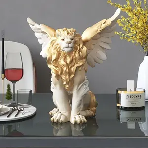 European and American new lion handicrafts ornaments light luxury entrance living room hotel showcase office home wine cabinet decoration style, elegant personality unique holiday gifts floating