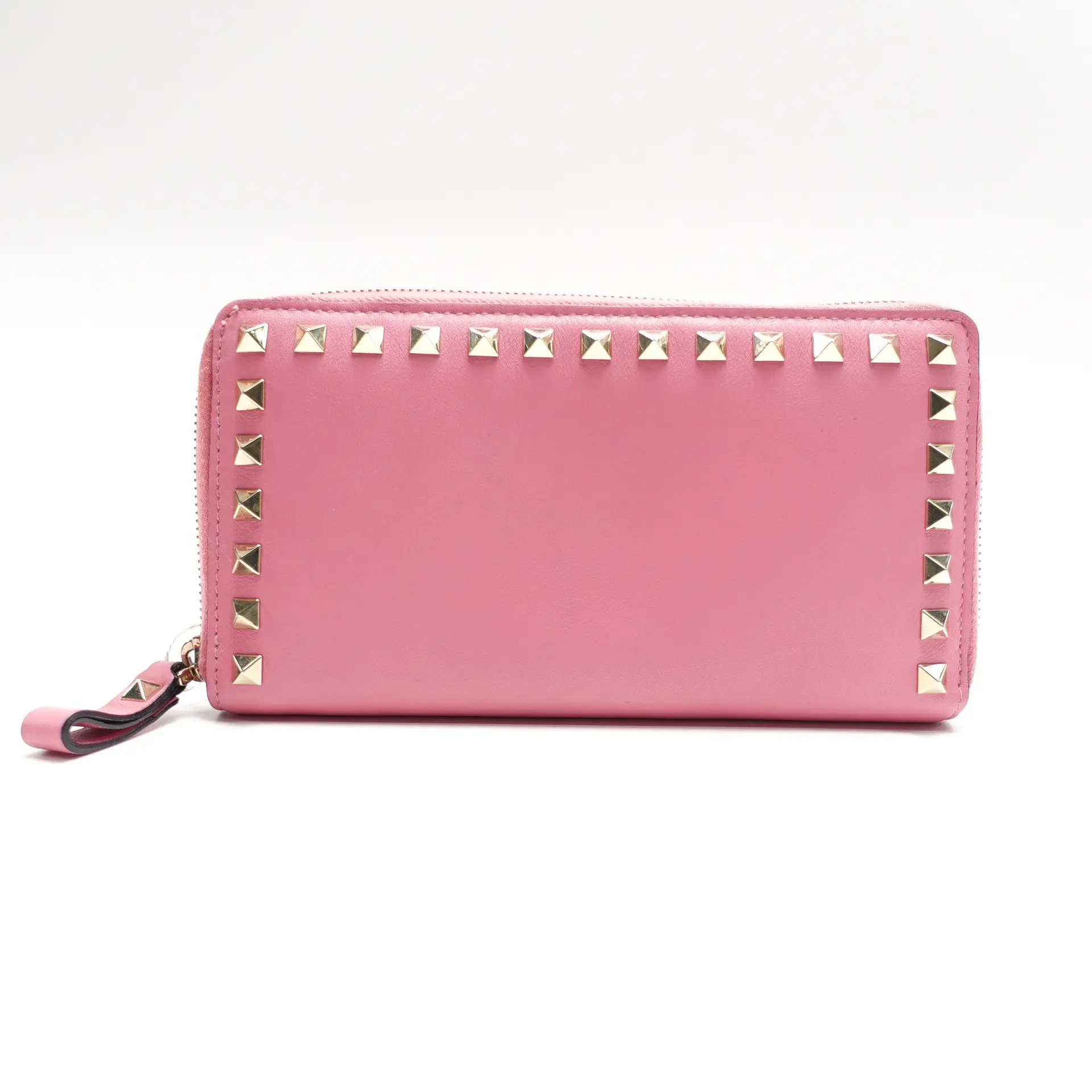 Pre-owned Valentino Calfskin Small Leather Goods Pink Wallet T10432503