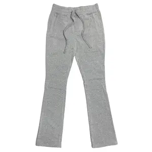 Men's Stacked Flared Sweatpants Slim Fit Fleece Pants