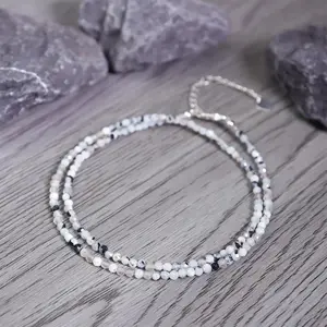 Natural Tiny 2mm Rainbow Moonstone Faceted Beaded Choker Necklace - Daily Layered Necklace - Summer Choker - Gift for Her