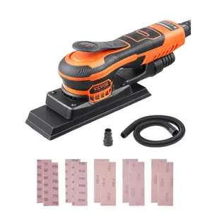 VEVOR Sheet Sander, 3/8 Sheet 3A EC Brushless Sander, Max.10000RPM Variable Speed Sheet Finishing Sander with 10PCS Sandpapers and Vacuum Cleaner Adapter for Woodworking