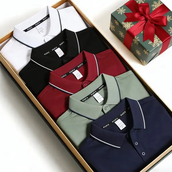 Men’s polo shirt set, casual stylish loungewear, solid short sleeves, contrast collar, breathable for everyday wear/golf Polo Jacket