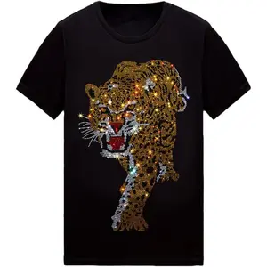 Mens Womens Sparkly T Shirt Rhinestone Short Sleeve Rock Festival Bling Gemstone Tshirt Cotton Graphic Tees made in usa