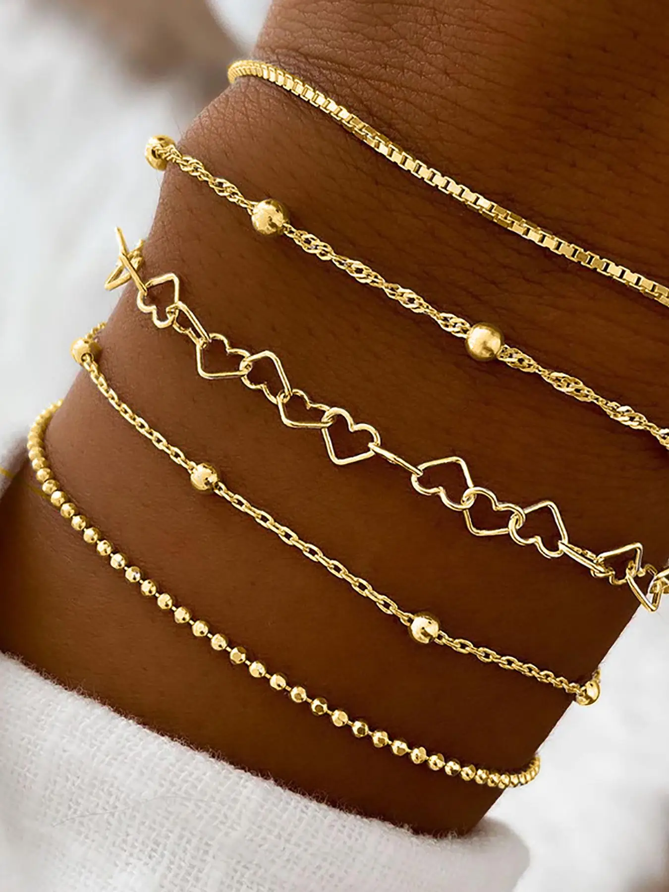 Simple Minimalist Chain Link Bracelets Stacking As Summer 2025, Stackable Bracelets, Fashion All-match Accessories for Women, Trendy Matching Jewelry