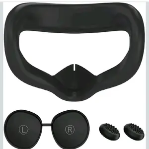 Face Cover Pad for Oculus Quest 2, Face Cover Replacement Sweat- proof PU Foam Cushion with Lens Protector and Thumb Botton Cap