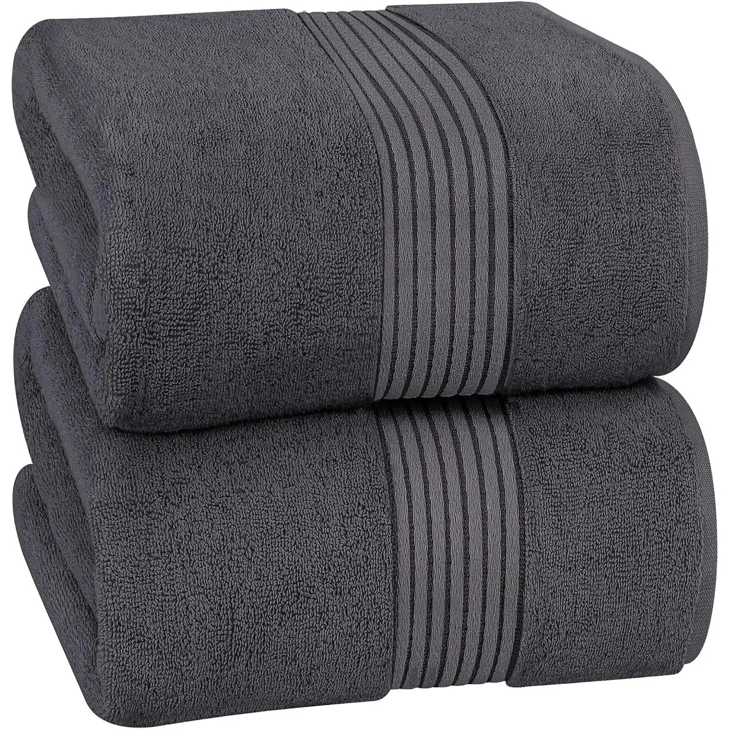 Unisex Premium Jumbo Cotton Bath Sheets (2-Pack, 2 Bathing Sheets for Adults), 35x70 in Extra Large, Highly Absorbent, Quick-Dry, Super Soft Grey Bathroom Towels with Light Soap Compatibility, Two, 2Pack