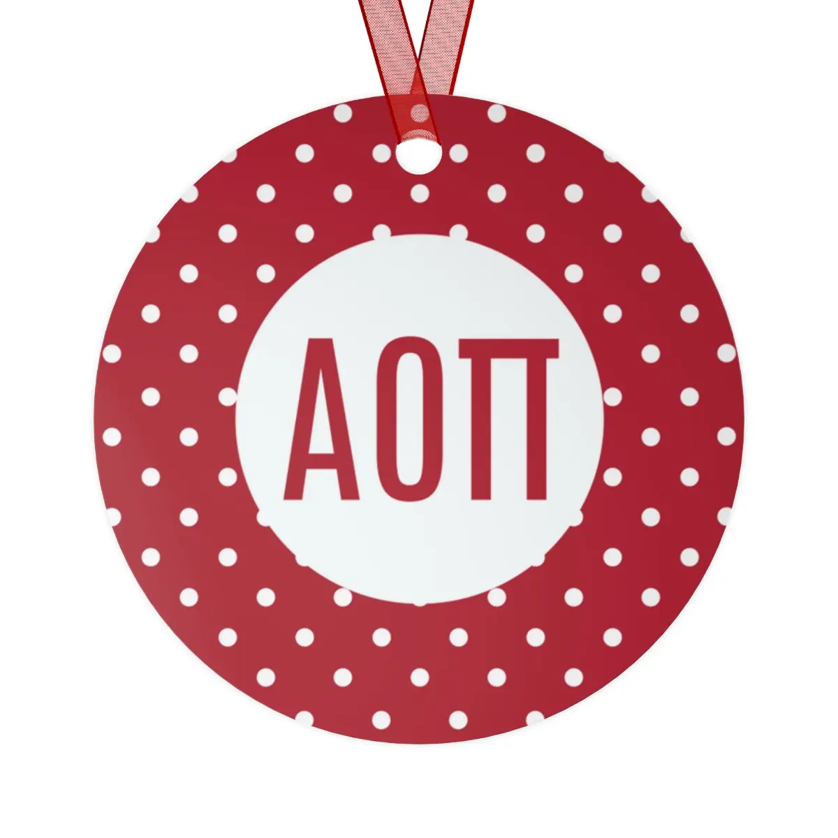 Alpha Omicron Pi Red Polka Dots Christmas Ornaments