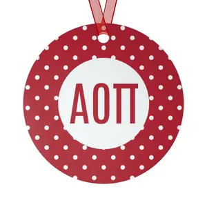 Alpha Omicron Pi Red Polka Dots Christmas Ornaments