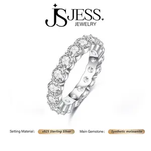 [#256] Classic Eternity Wedding Band, 0.5ct Each, VVS Synthetic Moissanite, 925 Sterling Silver Jewelry, Birthday Anniversary Gift for Women