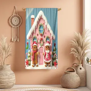 1Pc Christmas pink gingerbread house gingerbread figures Bathroom Hand Towel Bath Towel, Multiple Size Microfiber Towel, Ultra-Soft Quick Dry and Absorbent Polyester Large Bath Towel, Unique Home Decorative Kitchen To