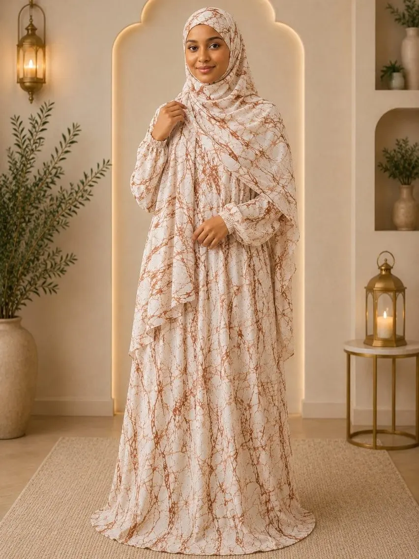 Women's Muslim Prayer Dress Set - All Seasons Clothing, Comfortable Fit, Daily Use, Elegant Design, Modesty-Focused Women's Clothes