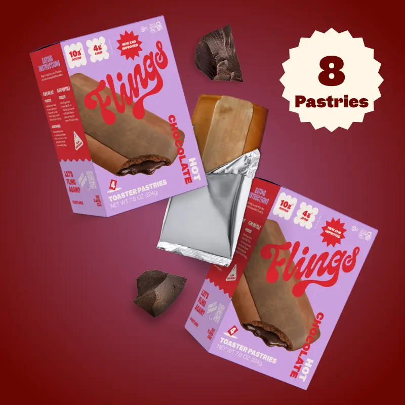Hot Chocolate Protein Pastries - 8 pastries - 10G Protein, Low Sugar, Snack Bar - Real Ingredients