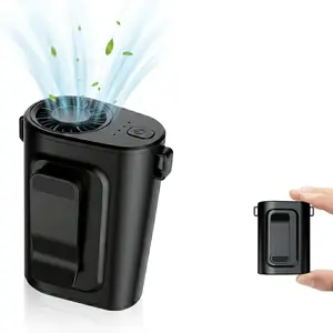 Mini fan. Portable and rechargeable. It has 4 adjustable speed settings and can be used as a handheld, waist-worn or mobile phone cooling fan. Suitable for outdoor travel, it is an ideal gift.
