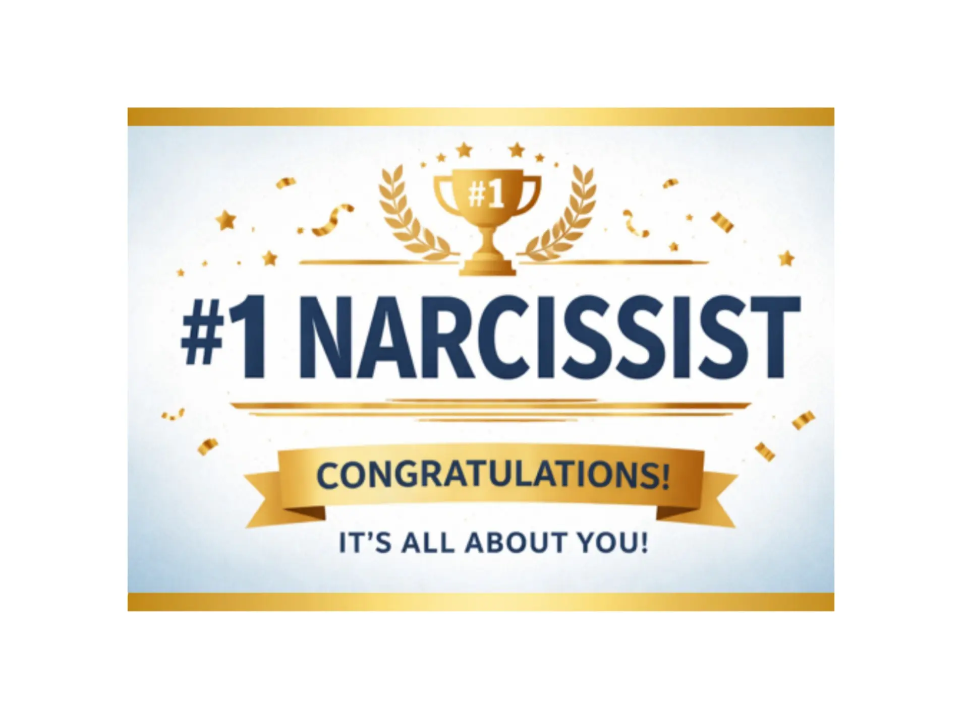 Prank Postcard - "#1 Narcissist" Joke Award, Anonymous Roast Mail for Office Prank, Humor Surprise Novelty Gag Toy