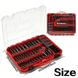 Bourvill 80 Pcs Magnetic Impact Nut Driver Set, Metric & SAE CR-V Steel, Wing Nut Driver & Universal Socket with 1/4'' Quick-Change Extension, Red Storage Case for Drill & Impact Driver