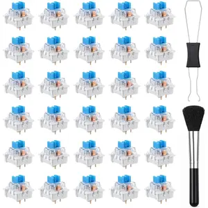 32 count Blue Mechanical Keyboard Switches 3 Pin Clicky Keyboard Switches  Key switches DIY Replacement Kit with  Puller and Brush for Gamers Gaming Keyboards  Accessories