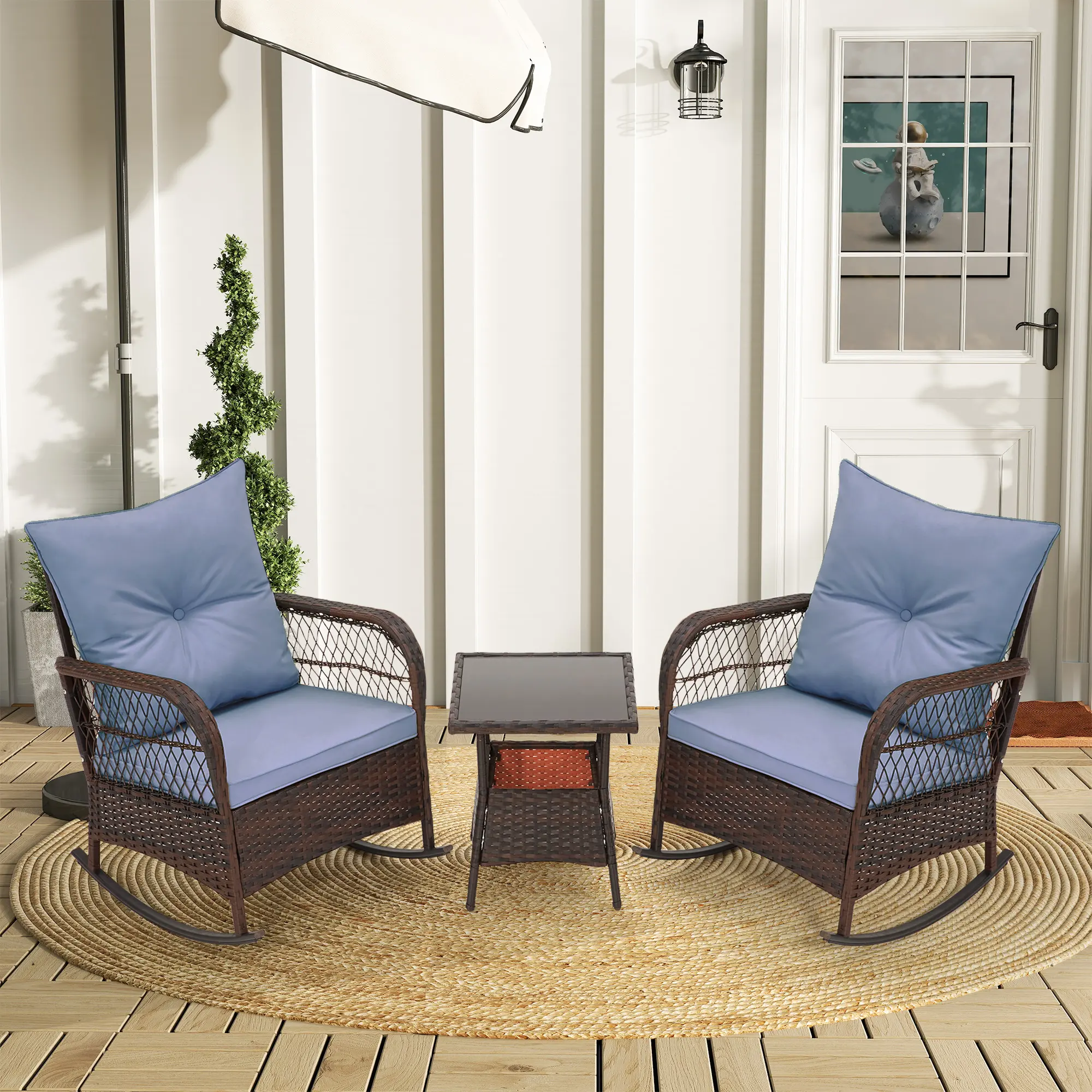 3 pcs Rocking Bistro Set（Blue）