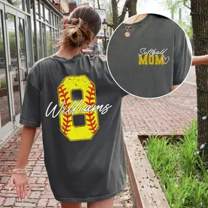Custom Personalized Softball Mom Comfort Colors Shirt | Name And Number Softball Shirt | Softball Mom Shirt | Gift For Mom Tee Shirt