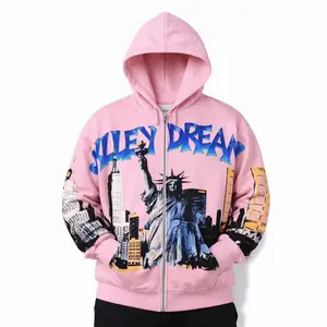 Pink Graphic Zip Hoodie – Urban Streetwear Fit