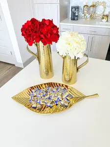 Gold Leaf Textured Footed Tray