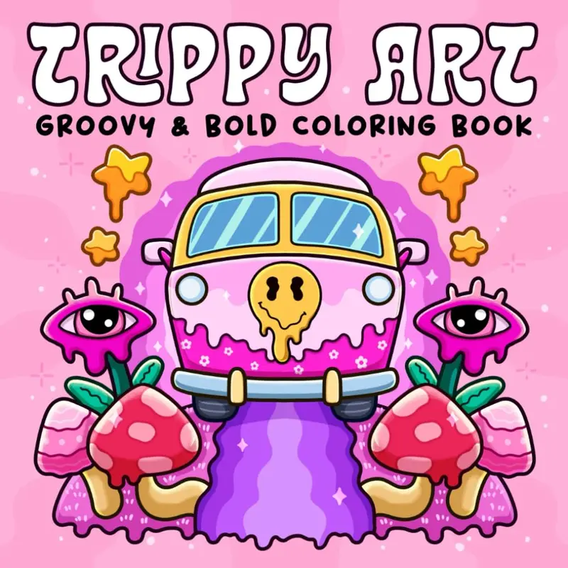 Adult Coloring Book - Office Art Supply for Relaxing Stress Relief, Bold Designs, Trippy Patterns, Abstract Animals, Whimsical Mushrooms, Aliens, Magic, Cute Creativity-Boosting Activity, Easy Fun Coloring Books with 40 Drawings